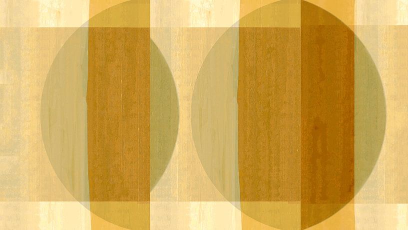 Mid Century Bauhaus Formes Peinture pastel Moutarde Or Jaune Ocre par FRESH Fine Art