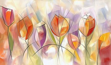 Tulpen Pastel Abstract van Jacky