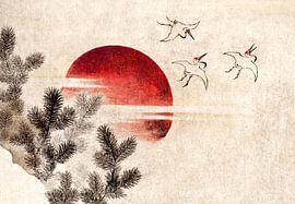 Japan cranes by Mad Dog Art