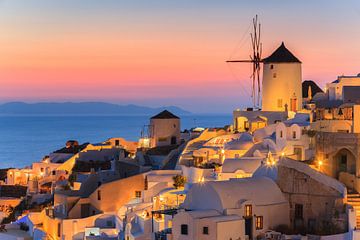 Zonsondergang Oia, Santorini, Griekenland van Henk Meijer Photography