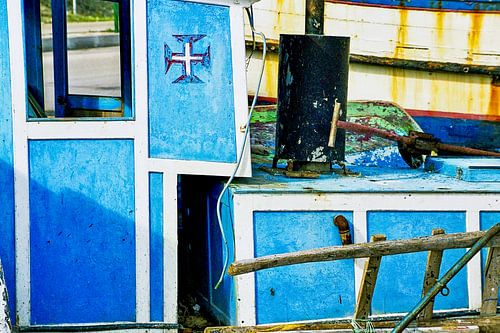 Blauwe Portugese vissersboot