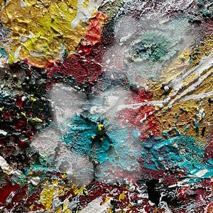 Abstrakte bunte Kunst rot gelb türkis gold - Blumen Sinfonie der Sinne - Lebensfreude pur