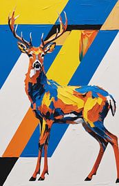 Abstract colourful deer painting by Art & Soul Creations