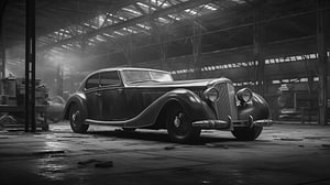 Alter Oldtimer in einem Hangar