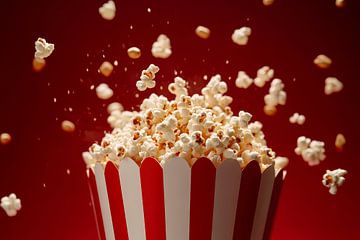 Overlopende popcorn in een retro beker van Poster Art Shop