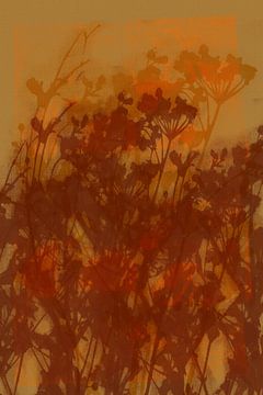 Art botanique minimaliste abstrait et vivant dans des tons chauds de brun et d'ocre