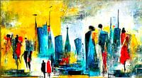 abstract watercolor painting people in the city by Animaflora PicsStock thumbnail