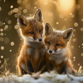 Foxes in the morning sun 2 by DNH Expressions