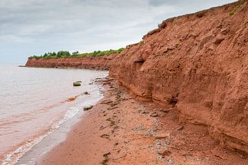 Steilküste aus rotem Stein in Nova Scotia/Kanada