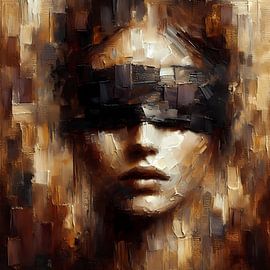 femme aux yeux bandés