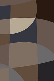 Moderne vormen en lijnen in neutrale kleuren. Bruin, beige, grijsblauw. van Dina Dankers