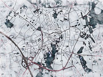 Kaart van Bilzen in de stijl 'White Winter' van Maporia
