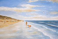 Children playing on the beach. Watercolor on paper