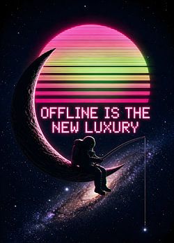 Offline Is The New Luxury Retro Astronaut Art - Vaporwave Moon Decor