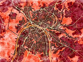 Map of Rouen with the style 'Amber Autumn' by Maporia