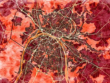 Map of Rouen with the style 'Amber Autumn' by Maporia