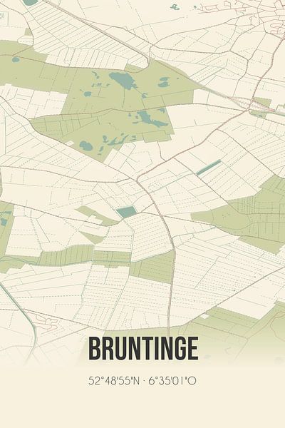 Alte Landkarte von Bruntinge (Drenthe) von Ortsdrucke