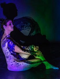 Woman in the water wave, purple by Lia Goldman