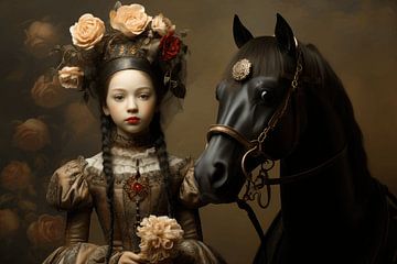 Still life with porcelain doll and her horse by Ton Kuijpers