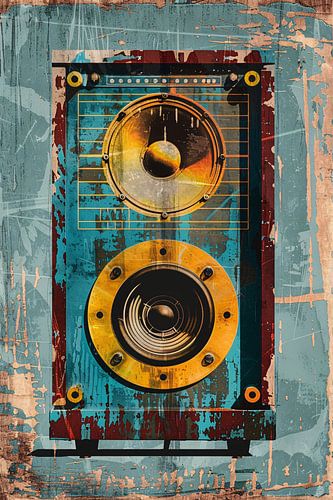 Vintage speaker met verweerde textuur
