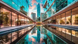 Stad met reflectie