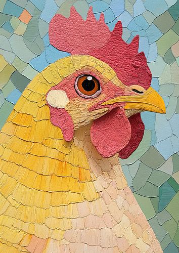 Portrait de poulet en couleurs pastel