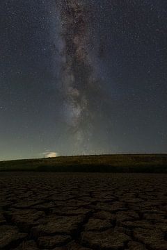 milky way over a dry lake