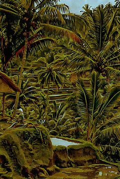 Palmbomen en rijstvelden op Bali van Dorothy Berry-Lound