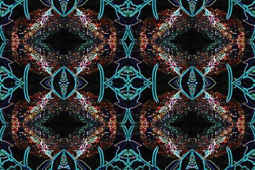 Abstract geometrisch patroon blauw oranje zwart