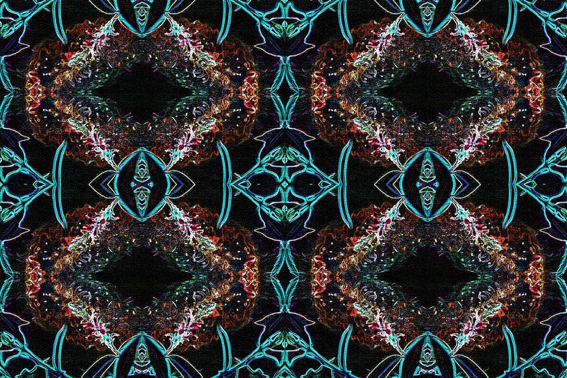 Abstract geometric pattern blue orange black by Maud De Vries