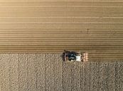 Tractor maakt de grond klaar voor het planten van gewassen van bovenaf gezien van Sjoerd van der Wal Fotografie thumbnail