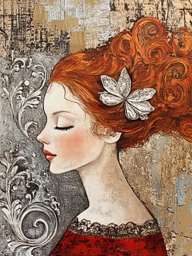 Rococo Vrouw met Bloem