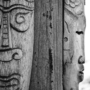 African masks in black and white