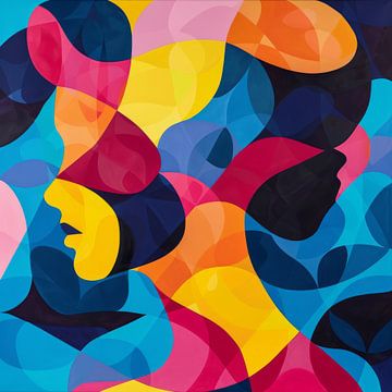Abstract portret van een vrouw in kleurrijke geometrische vormen van Poster Art Shop