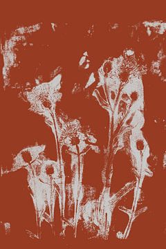 Modern Botanicals. Weidebloemen in terracotta nr. 2 van Dina Dankers