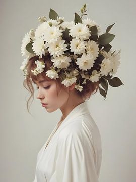 TW living - woman with white flowers by TW living