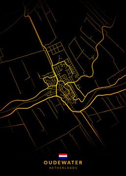 Oudewater Stadsplattegrond Modern Zwart Goud van Kenda Maruyama