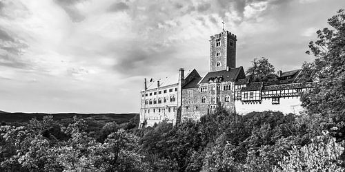 Kasteel Wartburg bij Eisenach in Thüringen - monochroom