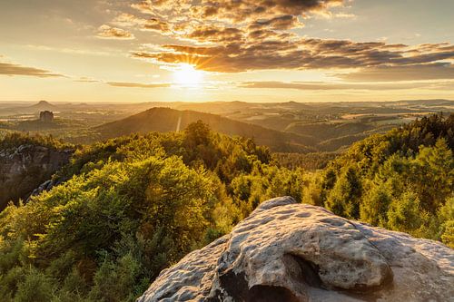 Carola rocks at sunset, Elbe Sandstone Mountains, Saxon Switzerland
