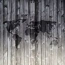 Weltkarte auf Holzbohlen | Wandkreis von WereldkaartenShop Miniaturansicht