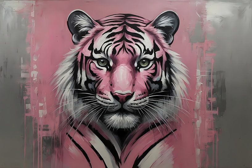 Tigre abstrait en rose et noir par Art & Soul Creations