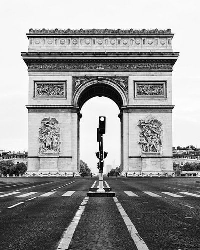 Arc de Triomphe, Parijs, Frankrijk/ zwart-wit