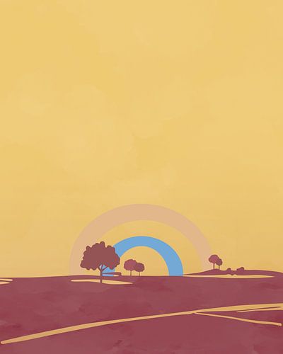 Bomen bij zonsopkomst minimalistisch landschap 3