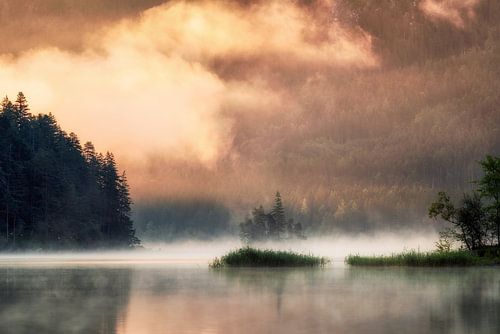 Brouillard matinal au lac Eibsee sur Daniel Gastager