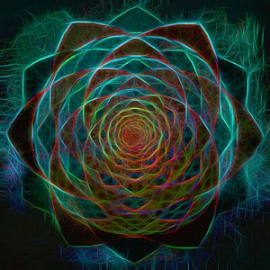 Grafik-Mandala türkis und braun Ocker