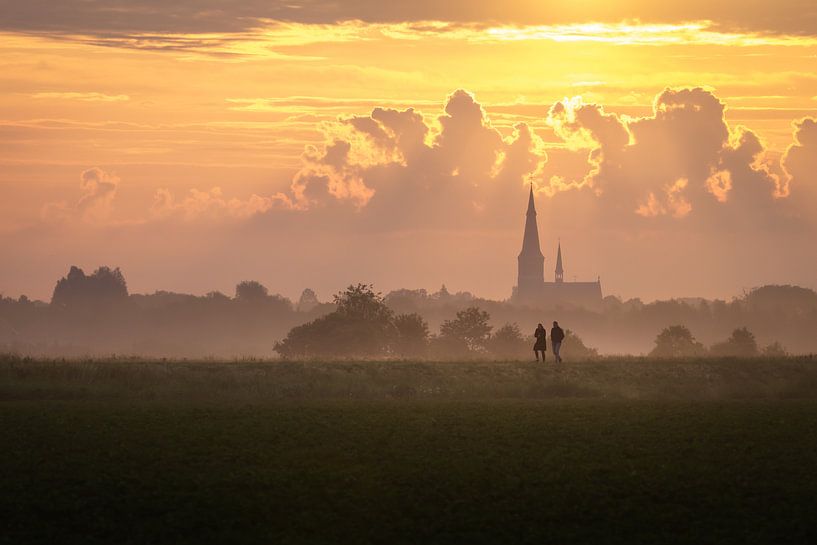 Breda Sonnenaufgang Haagse Beemden, Blick auf Terheijden von Andre Gerbens