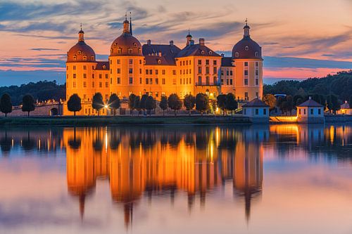 Zonsondergang bij  het kasteel van Moritzburg