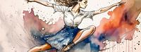 Dancers panorama watercolour