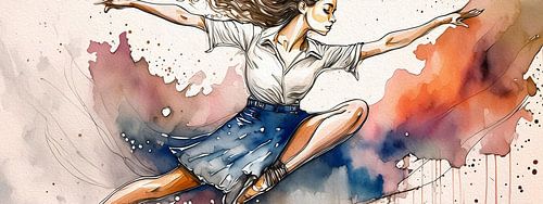 Dansers panorama aquarel