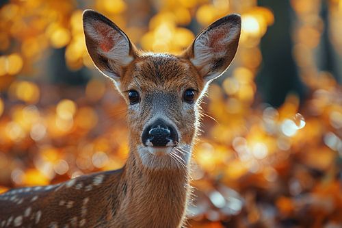 Schattig hert in herfstbos landschap